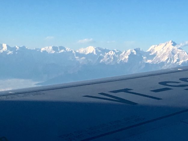 Mountains of Nepal outside the airplane