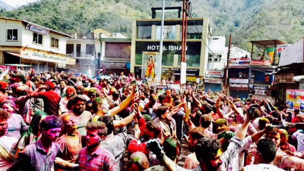 Holi celebration in Rishikesh, India